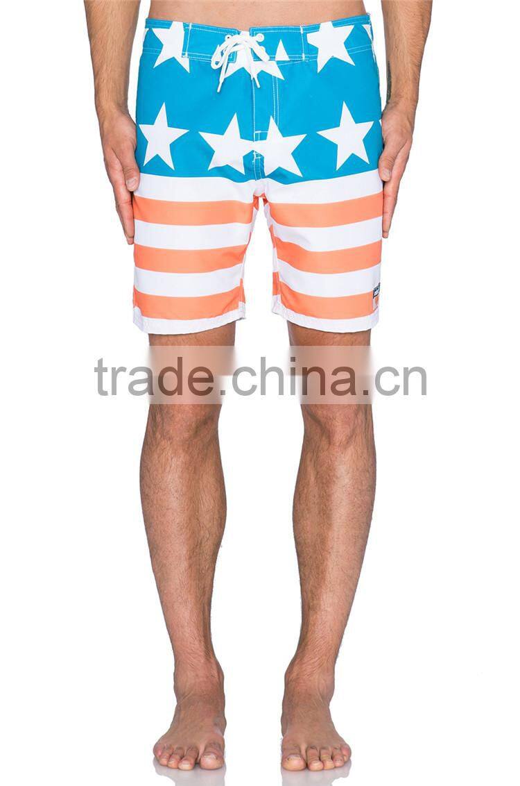 Custom mens striped 100% polyester beach shorts vintage beach volleyball shorts