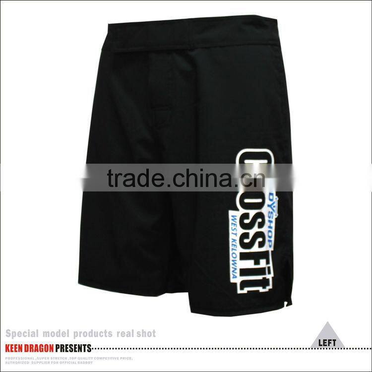 OEM mma training clothing four way stretch black blank crossfit shorts