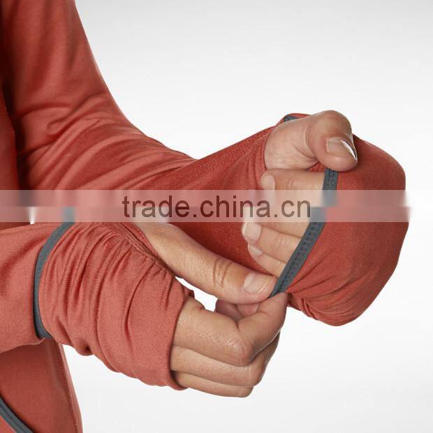 2014 sweat-wicking V-neck womens running hoodie