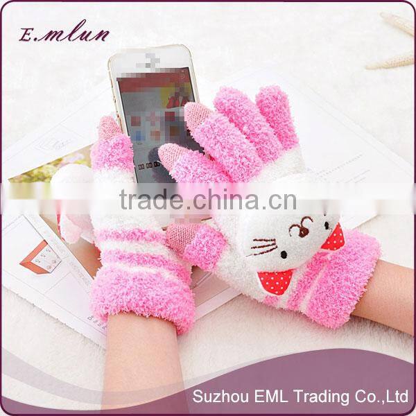 2016 Hot Sale Knitted Cute Cartoon Winter Finger Gloves