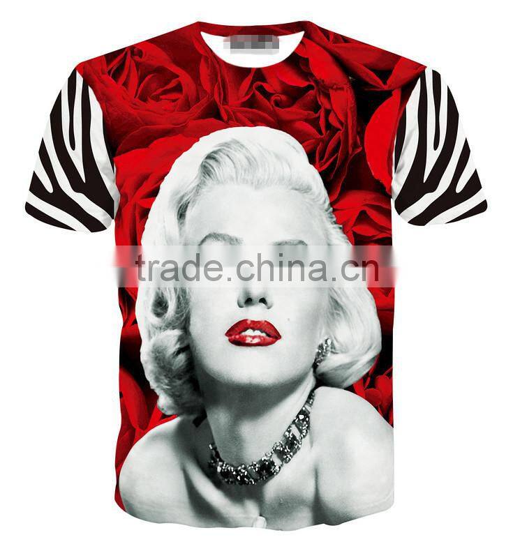 Wholesale Men S-XXL Summer Style Rose Sublimation all over Print T-shirt custom made for Casual tee wear