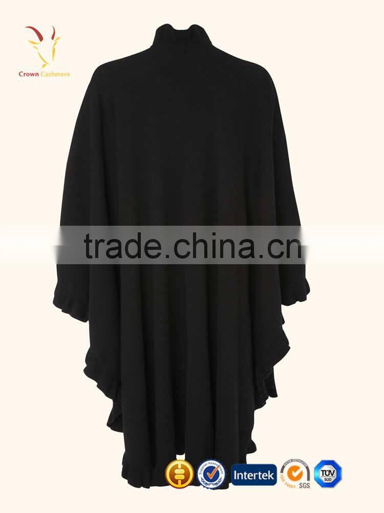 Pure Color Winter Handmade Poncho Wholesale Cashmere Women Knit Poncho