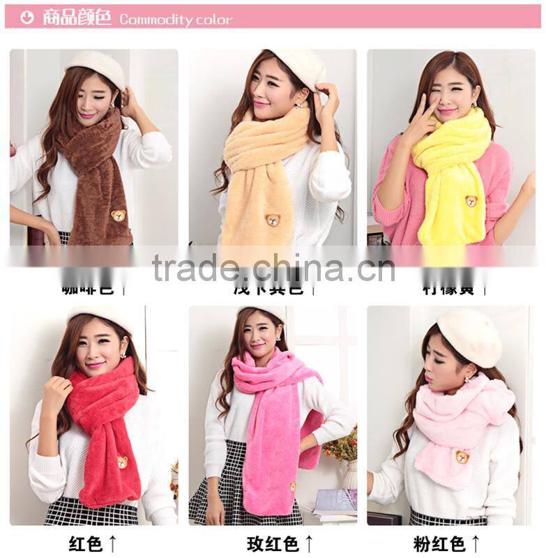 women scarf imiation Fur Plush neckerchief girl shawl Winter Warm Scarves female Shawl Scarf lovely bear neck warmer