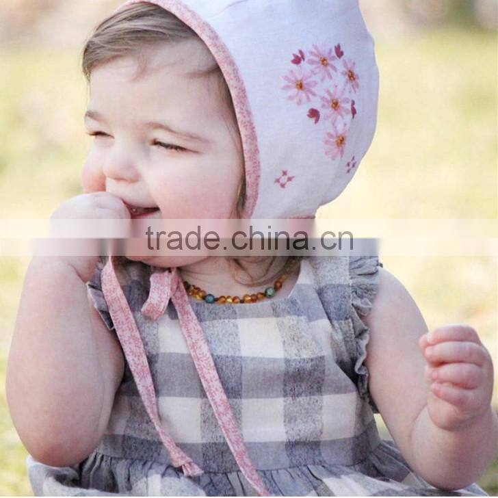 Grey/Cream Check Linen Dress Light Weight Linen Blend Summer Kids Party Dresses