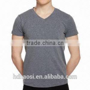 New Fashion 100% cotton slim fit sport Tee shirt,Tight Breathable short sleeve shirt for men , Custom V Neck T-shirt design