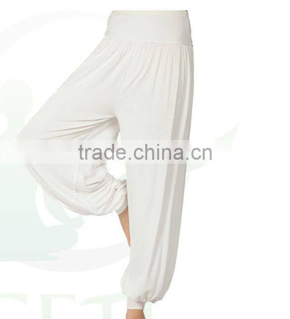 woman fashion white rayon baggy yoga pants long