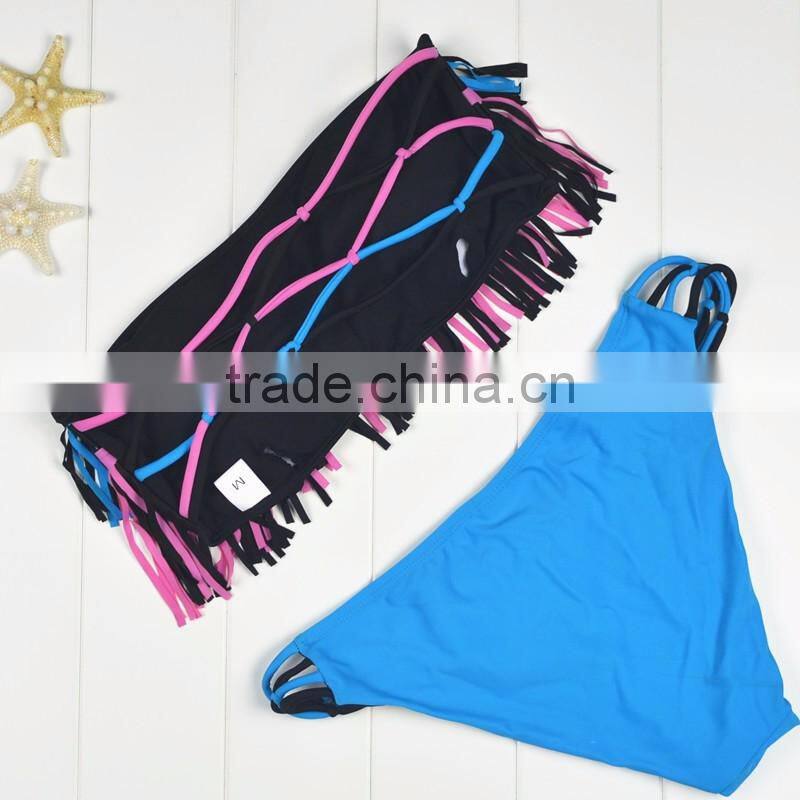 Polyester Bikini different size for choice & padded blue girls swimwear 59377