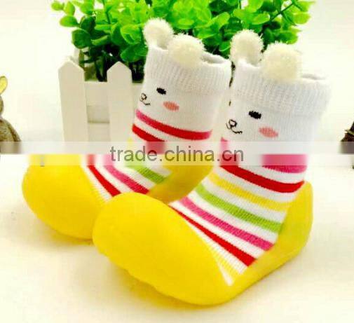 Anti-slide TPR sole baby socks, cotton sock shoes for baby