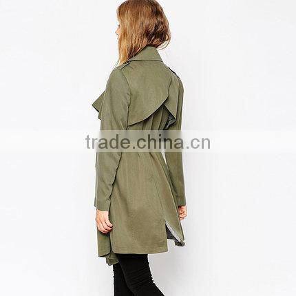 Autumn fashion leisure, big lapel, no buckle lace, slim, long windbreaker, coat, women's students