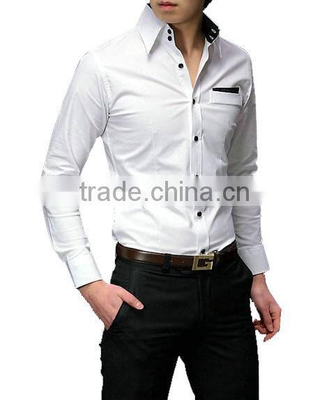 2017 MTO mens contrast color poplin white tuxedo shirt