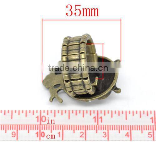 Vintage Antique Bronze Rhinestone Owl Halloween Ornaments Elastic Rings 18.3mm