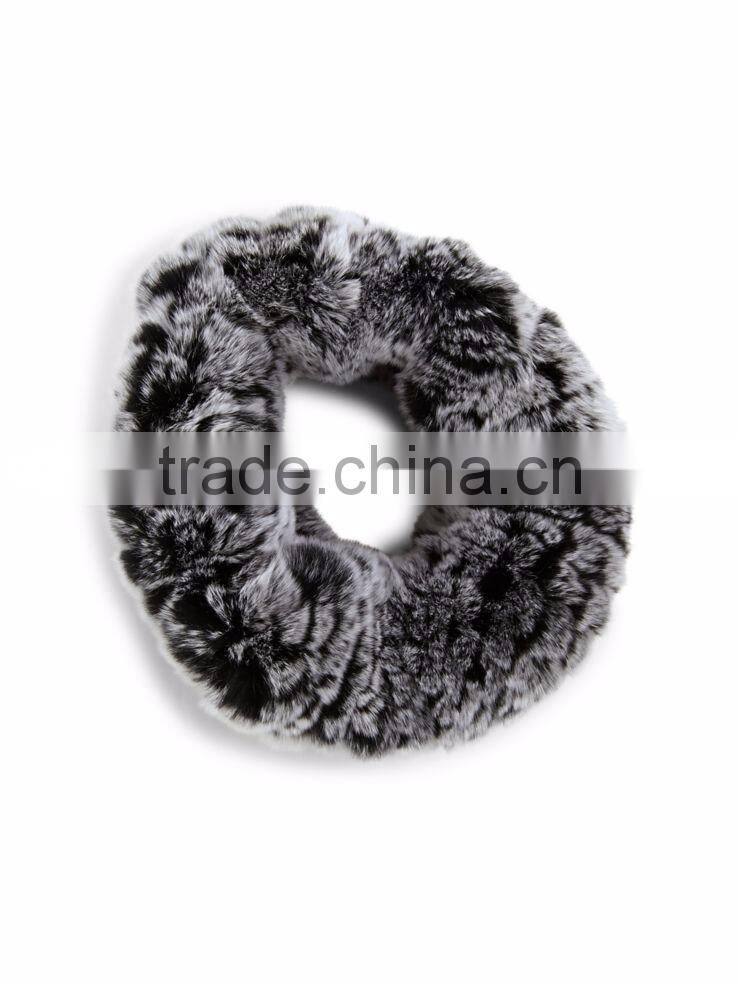 YR169A Top quality Real Rex Rabbit Fur Elastic Headband Snood two way Soft Touch Rabbit Fur Headband/Collar