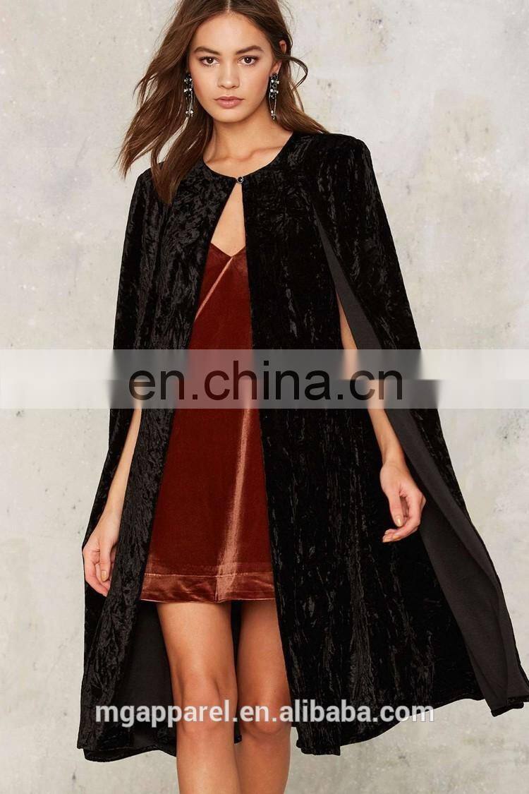 Wholesale fashion women capes sleeveless women long velvet blazers
