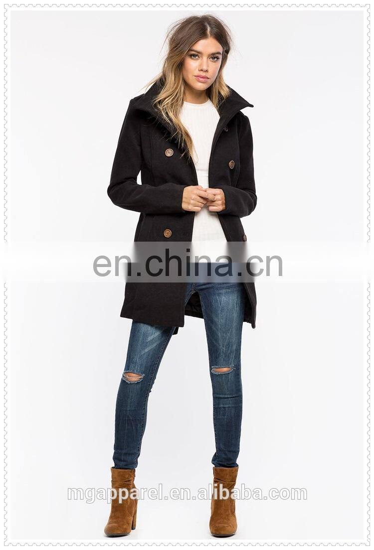best selling classic wool-blend double-breasted women's coat wholesale