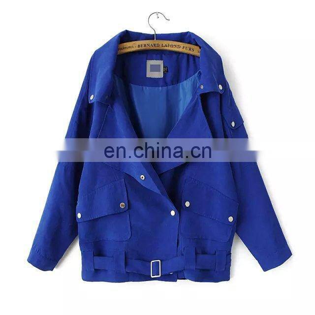 2015 Dress for women Europe American fashion causal lady trench coat lapels new pure color patch pocket personality wind jacket