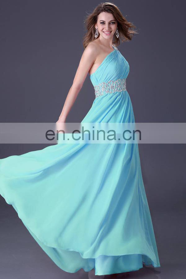 Grace Karin Latest Design One Shoulder Chiffon Ladies Long Evening Party Wear Gown CL3410-1#