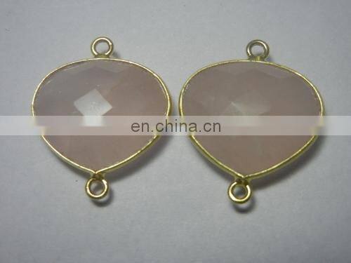 Wholesale semi precious gemstone connector/Rainbow Moonstone Bezel Gemstone Connectors/2015 color gemstone connector