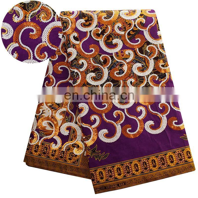 2016 unique african wax with sequins fabric