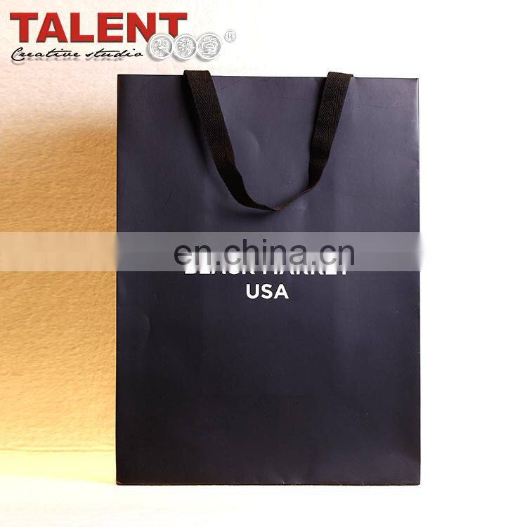 Competitive Price Customized black matt paper shopping bag with best service