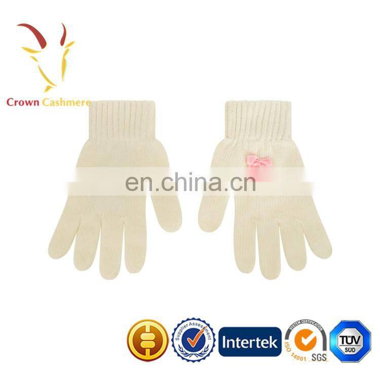 Pretty Cashmere Knitted Scarf Glove And Hat Set for Girls