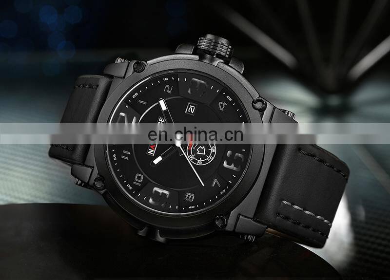 NAVIFORCE 9099 Luxury Men Military Sports Quartz Watches 30M Waterproof Leather Band Wristwatch 3D Dial Creative Calendar Clock