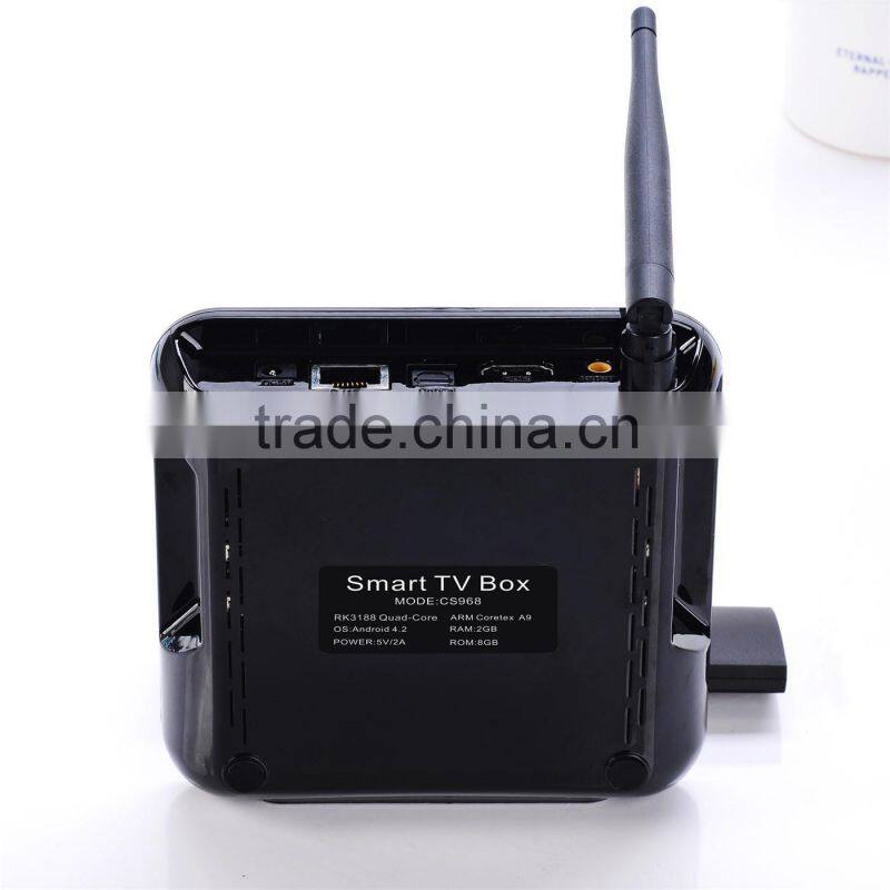 2013 Hot selling! RK3188 android 4.2 quad core tv box cs968 tv box with camera