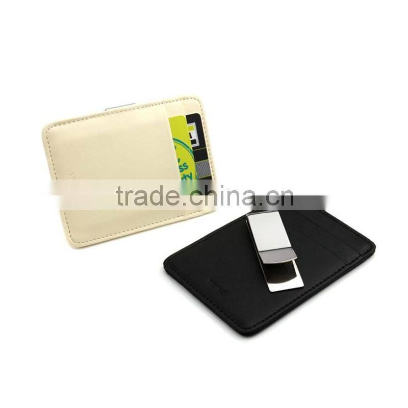 New design nappa leather credit card holder with money clip