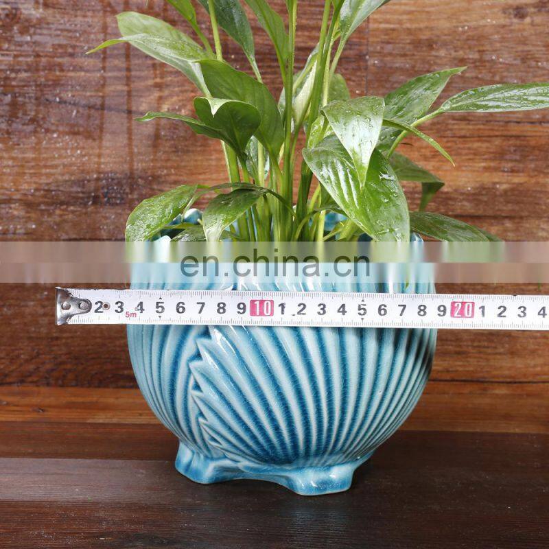 Genuine Chinese Antique White And Blue Sea Snail Flower Pots Small Size