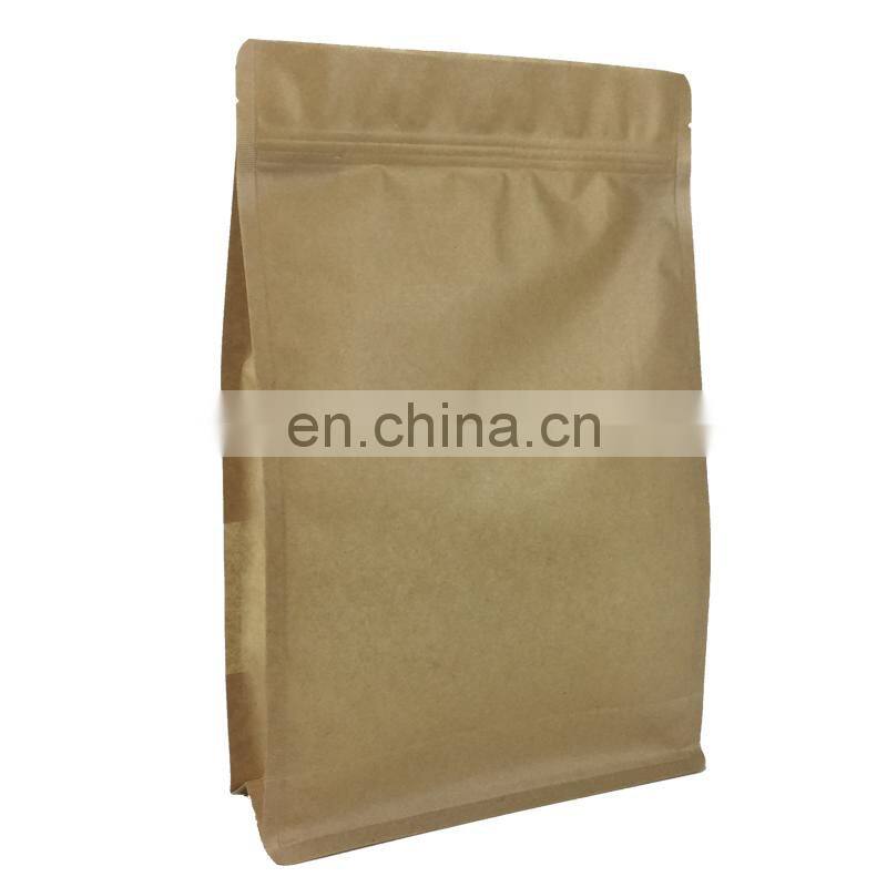 plain foil lined zipper stand up pouch food grade kraft paper bag with valve