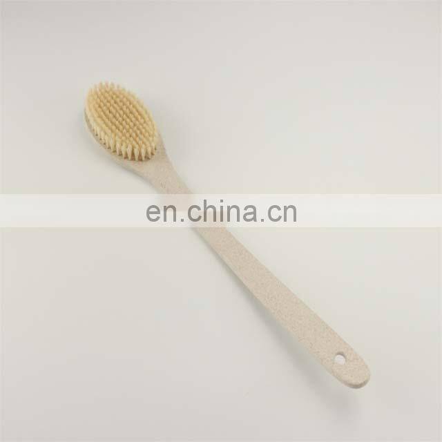 Custom Logo Exfoliating Long Handle Wheat Straw Body Brush Back Shower Brush