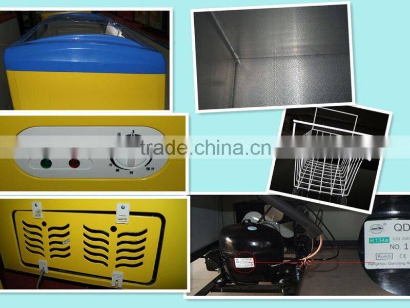 Sc-328Y Double temp curved sliding glass door cabinet cooler & freezer