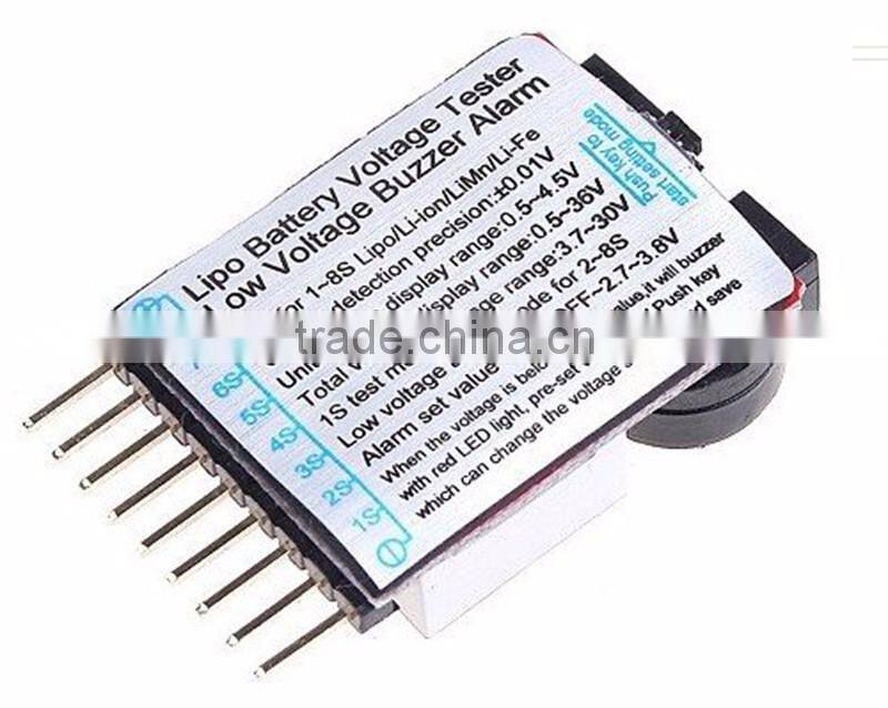 Low Voltage Lipo/Li-ion/Fe Battery Voltage 2IN1 Tester Buzzer Alarm 1-8S