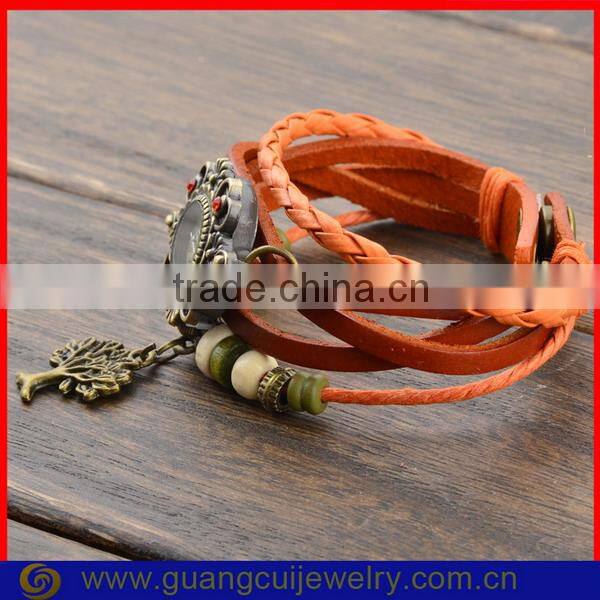 Fashion leather braided strap watch