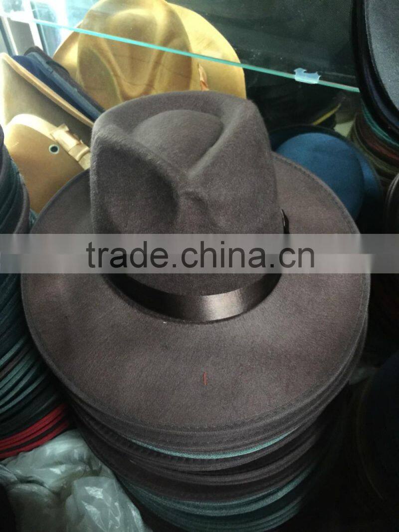 Large Brim Ribbon Fixed Man Women Stage Performance Fedora Jaz Hat