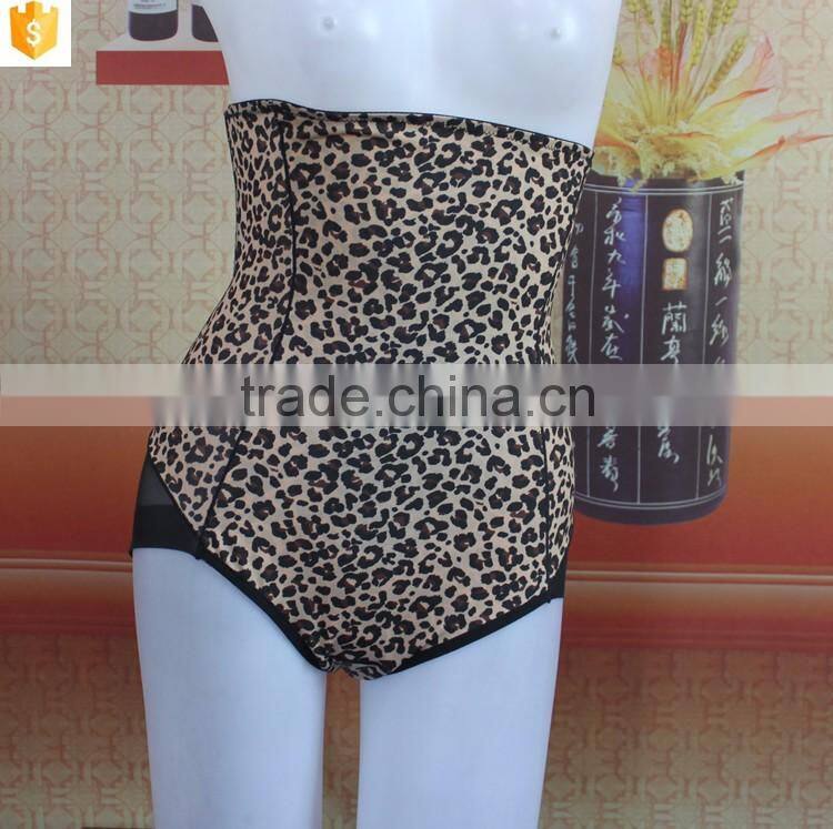 Leopard print high waist shaper,mature sexy mesh shaperwear transparent