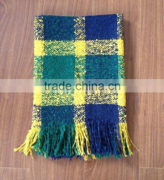 Wholesale New Winter Lady Fashion Tassel Loop Yarn Plaid Blanket Scarf