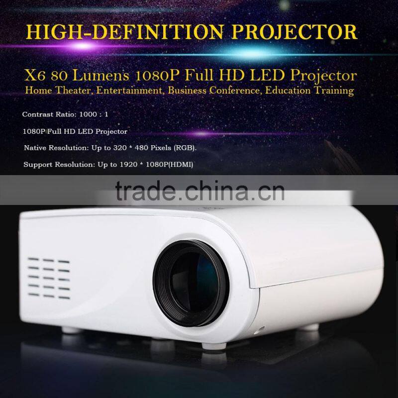 New Hot X6 MiNi LCD Home Theater Projector with 480*320p TV Function SD/VGA/HDMI/USB Port Better
