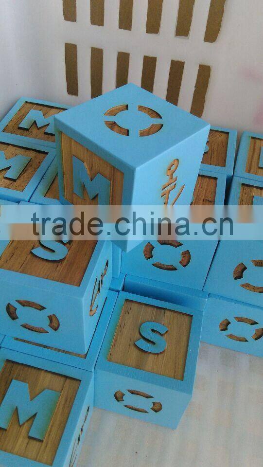 wooden christmas decoration cube block puzzle wooden