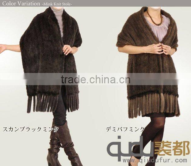 QD-LT8972 Factory Direct Sale Fur Shawl Classic Mink Fur Shawl