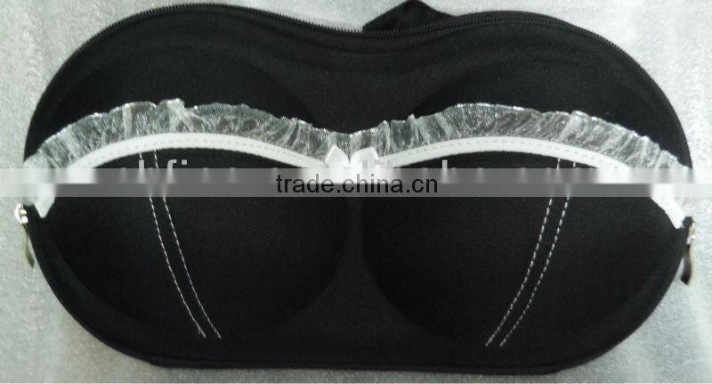 Classic Black Satin EVA bra case