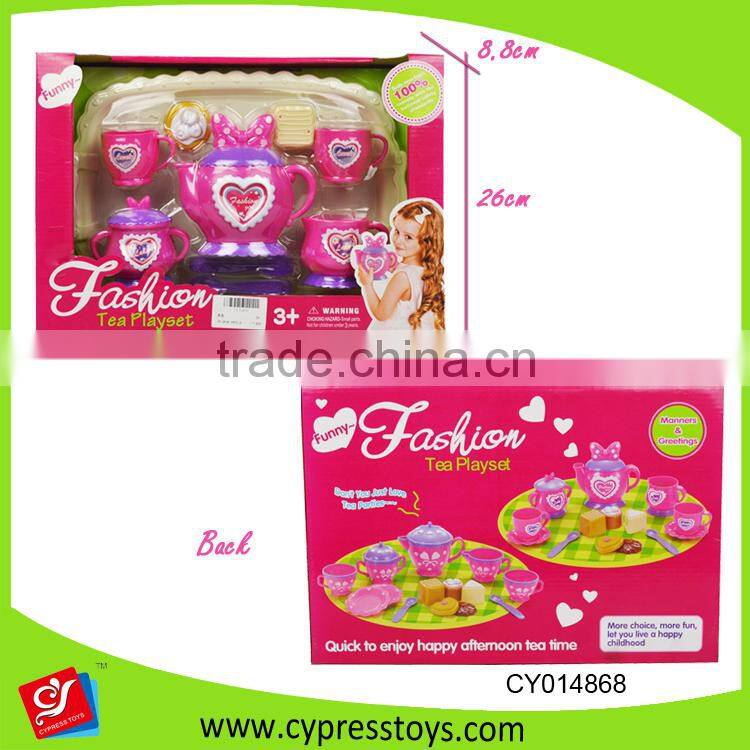 Pink tea play set with snack for girl