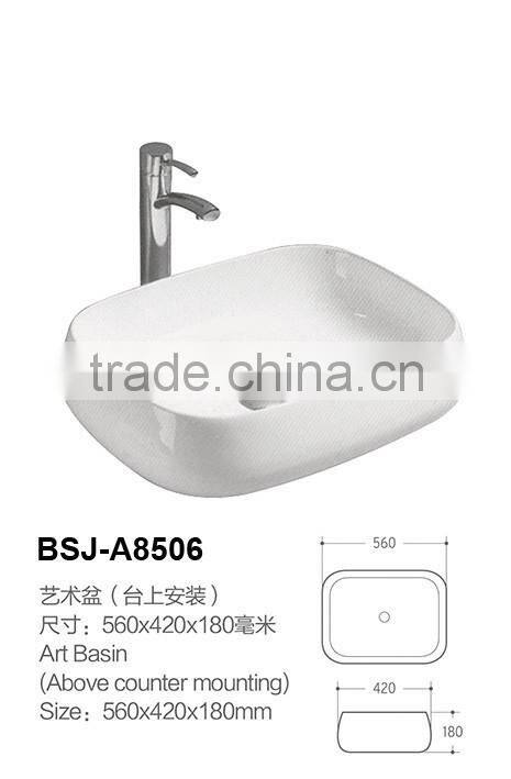 Sanitary ware bathroom ceramic counter top basin/art basin (BSJ-A8506)