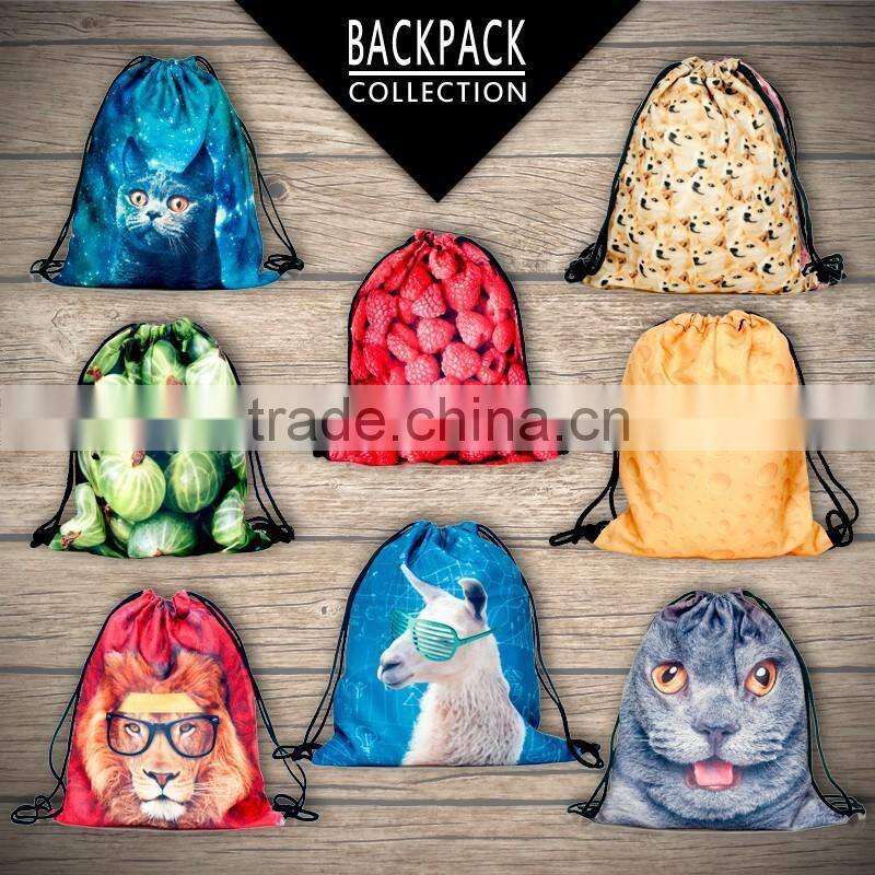300D cute animal series leisure bag with drawstring