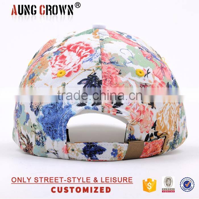 Plain Cotton Twill Flower 6 Panel Baseball Cap