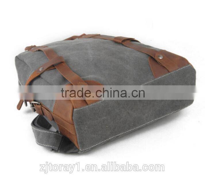 Vintage Leather Canvas Rucksack Backpack Tote Bag