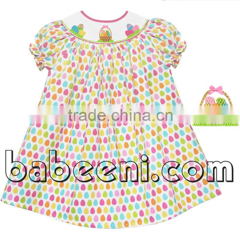 JOY with bunny hand smocked bishop dress