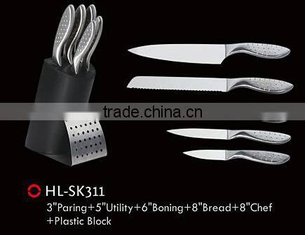 Kitchen knife set with wood handle