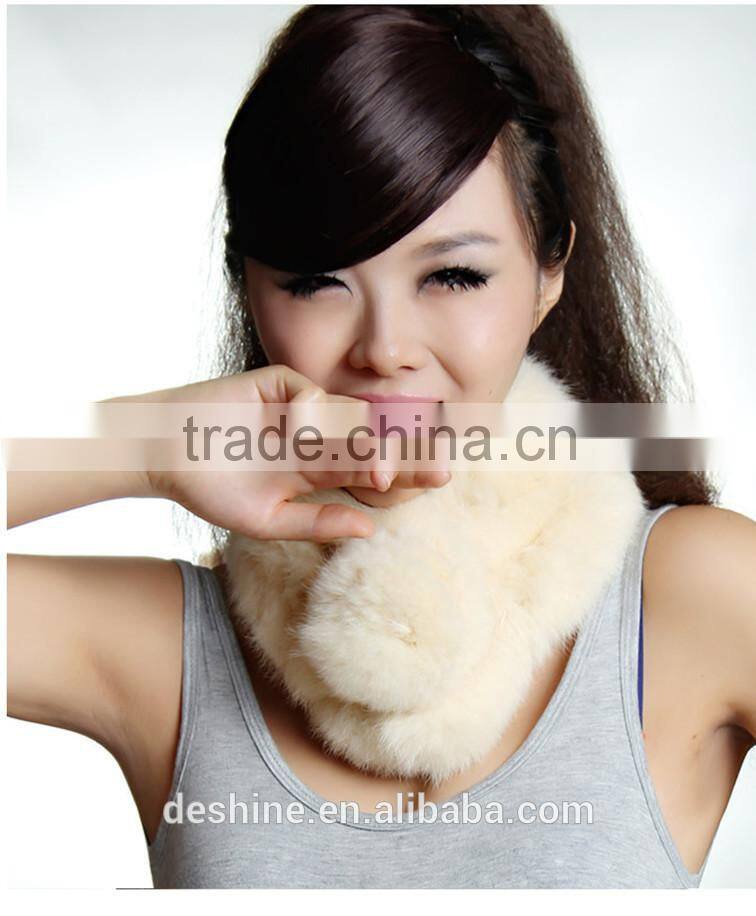 New product wholesale winter rabbit fur ball scarf W209