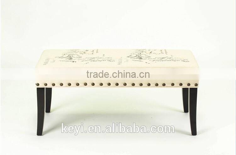 Solid Wood Style Home Furniture Fabric Foot Stool / wooden Shoe stool bench (KY-3038)