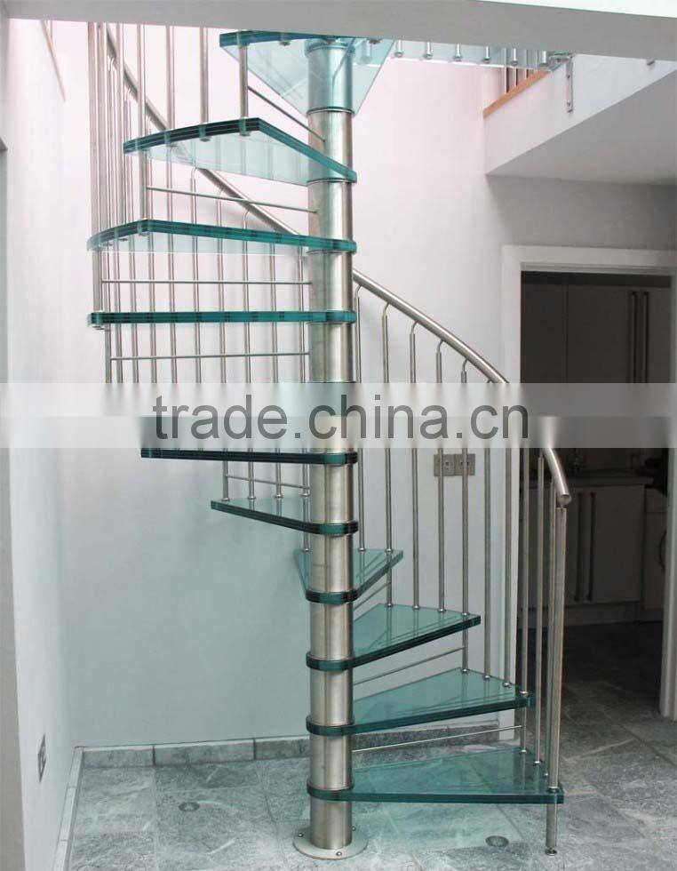 China factory indoor space-saved glass spiral staircase prices